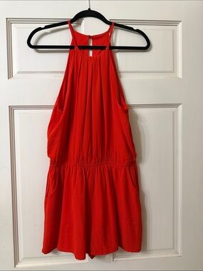 Vibrant Orange Halter Romper